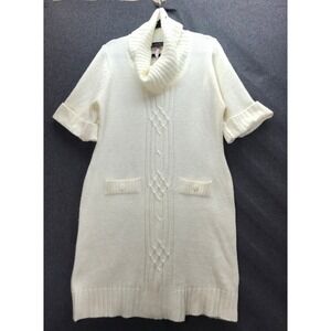 Allison Brittany Woman‎ 3X Acrylic Cream Sweater Dress Cowl Neck Cable Knit